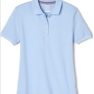 French Toast Girls' Big Short Sleeve Stretch Pique Polo-, Light Blue, 7-8